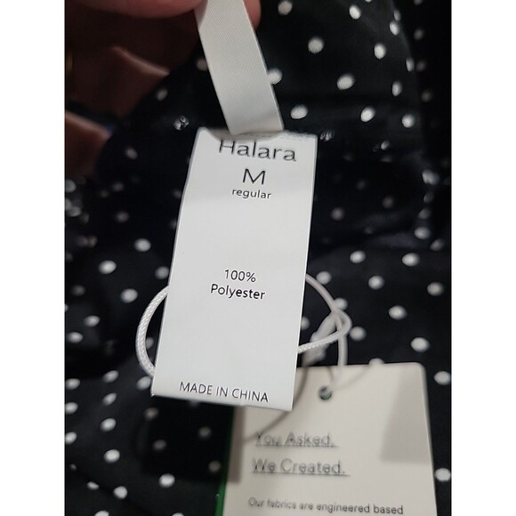 Halara Womens Mid Rise Zippered Skirt Sz Medium Black White Dots, High Slit NWT - Picture 5 of 9